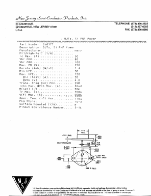 2N6377 Datasheet PDF New Jersey Semiconductor