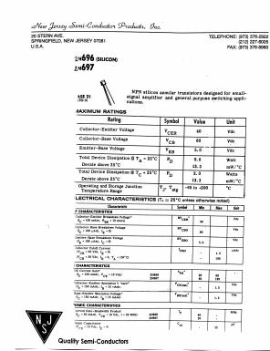 2N697 Datasheet PDF New Jersey Semiconductor