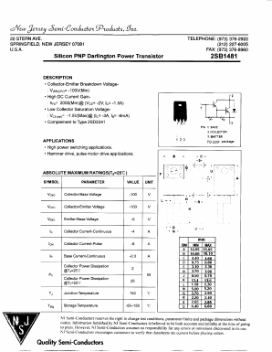 2SB1481 Datasheet PDF New Jersey Semiconductor