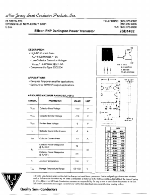 2SB1492 Datasheet PDF New Jersey Semiconductor