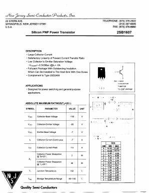 B1607 Datasheet PDF New Jersey Semiconductor