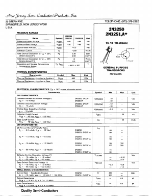 2N3250 Datasheet PDF New Jersey Semiconductor