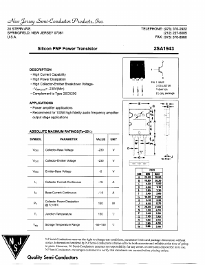 2SA1943 Datasheet PDF New Jersey Semiconductor