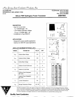 2SB1502 Datasheet PDF New Jersey Semiconductor