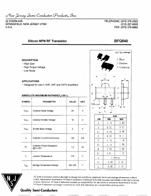 BFQ540 Datasheet PDF New Jersey Semiconductor