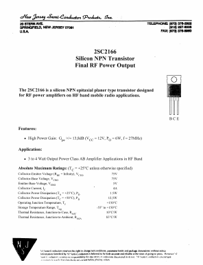 C2166 Datasheet PDF New Jersey Semiconductor
