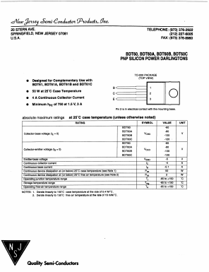 BDT60 Datasheet PDF New Jersey Semiconductor