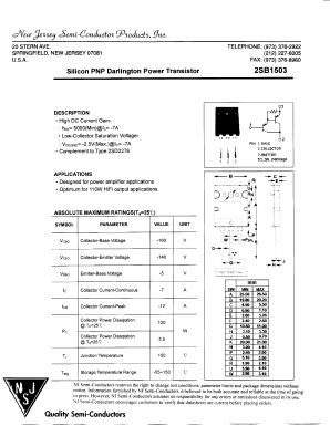 2SB1503 Datasheet PDF New Jersey Semiconductor