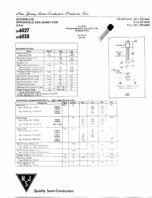 2N6027 Datasheet PDF New Jersey Semiconductor