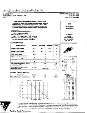 MJE13008 Datasheet PDF New Jersey Semiconductor