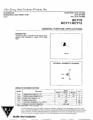 BCY70 Datasheet PDF New Jersey Semiconductor