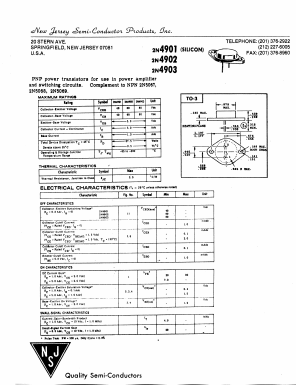 2N4902 Datasheet PDF New Jersey Semiconductor