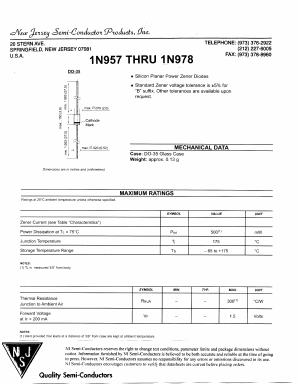 1N963B Datasheet PDF New Jersey Semiconductor