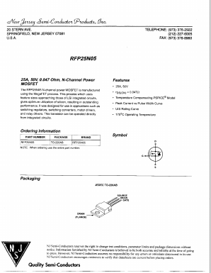 RFP25N05 Datasheet PDF New Jersey Semiconductor