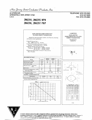 2N6297 Datasheet PDF New Jersey Semiconductor