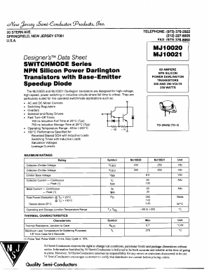 MJ10020 Datasheet PDF New Jersey Semiconductor