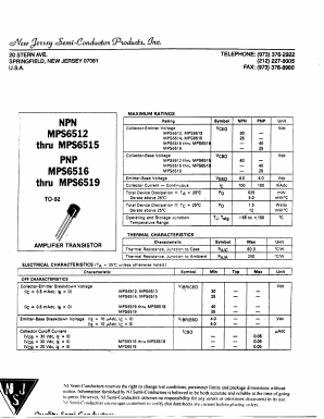 MPS6513 Datasheet PDF New Jersey Semiconductor