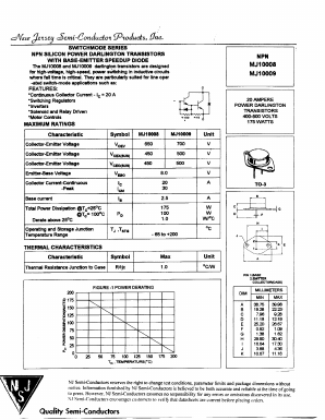 MJ10008 Datasheet PDF New Jersey Semiconductor