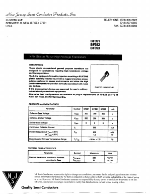 BF392 Datasheet PDF New Jersey Semiconductor