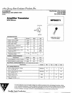 MPS6571 Datasheet PDF New Jersey Semiconductor