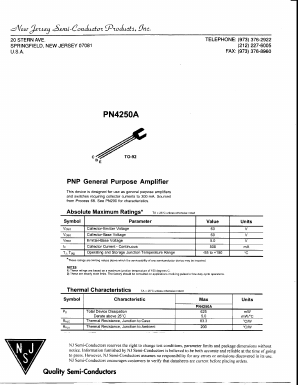 PN4250A Datasheet PDF New Jersey Semiconductor