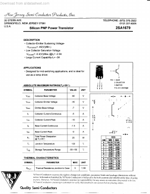 2SA1679 Datasheet PDF New Jersey Semiconductor