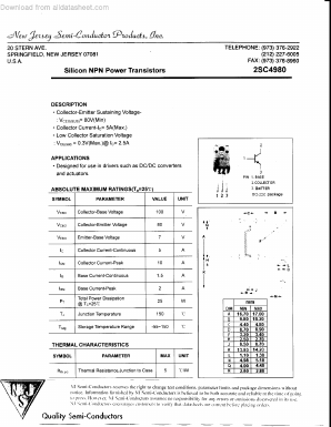 2SC4980 Datasheet PDF New Jersey Semiconductor
