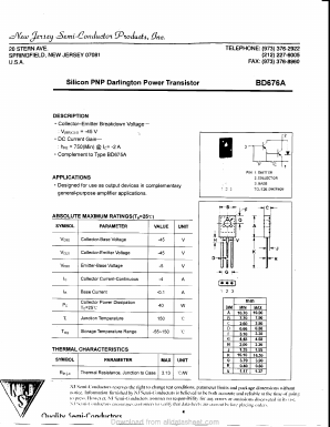 BD676A Datasheet PDF New Jersey Semiconductor
