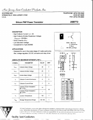 B772 Datasheet PDF New Jersey Semiconductor
