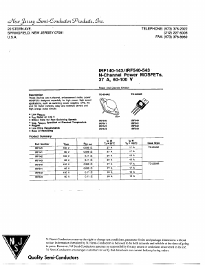 IRF541 Datasheet PDF New Jersey Semiconductor