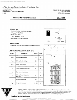2SA1488 Datasheet PDF New Jersey Semiconductor