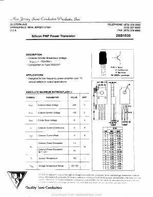 2SB1530 Datasheet PDF New Jersey Semiconductor