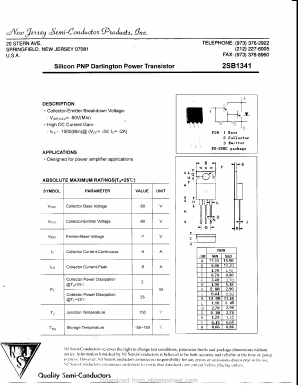2SB1341 Datasheet PDF New Jersey Semiconductor