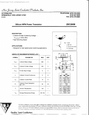 2SC2658 Datasheet PDF New Jersey Semiconductor