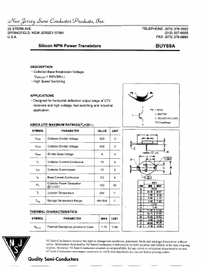 BUY69A Datasheet PDF New Jersey Semiconductor