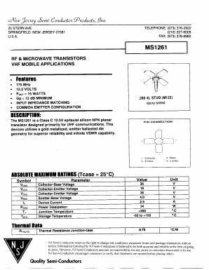 MS1261 Datasheet PDF New Jersey Semiconductor