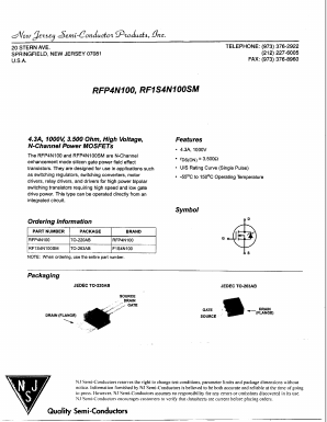 RFP4N100 Datasheet PDF New Jersey Semiconductor
