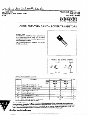 BD236 Datasheet PDF New Jersey Semiconductor