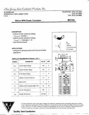 BDY54 Datasheet PDF New Jersey Semiconductor