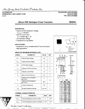 BD644 Datasheet PDF New Jersey Semiconductor