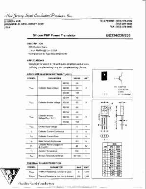 BD234 Datasheet PDF New Jersey Semiconductor
