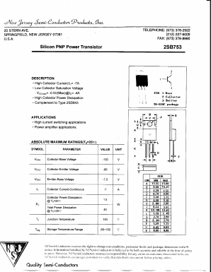 2SB753 Datasheet PDF New Jersey Semiconductor