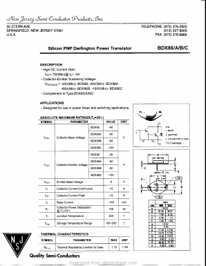 BDX86B Datasheet PDF New Jersey Semiconductor