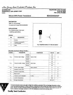 BD435 Datasheet PDF New Jersey Semiconductor