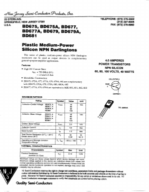 BD677A Datasheet PDF New Jersey Semiconductor