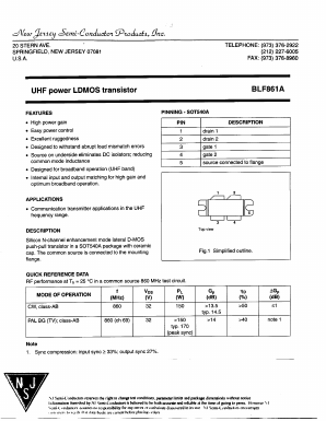 BLF861A Datasheet PDF New Jersey Semiconductor