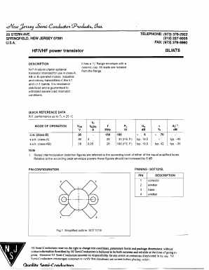 BLW78 Datasheet PDF New Jersey Semiconductor