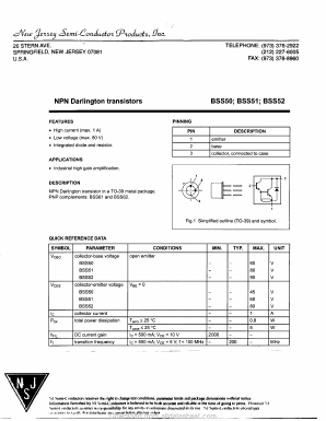 BSS50 Datasheet PDF New Jersey Semiconductor