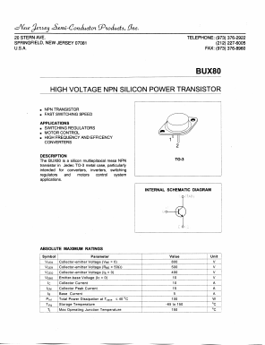 BUX80 Datasheet PDF New Jersey Semiconductor