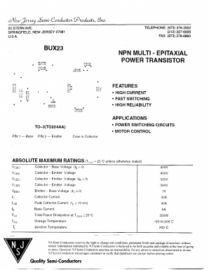 BUX23 Datasheet PDF New Jersey Semiconductor